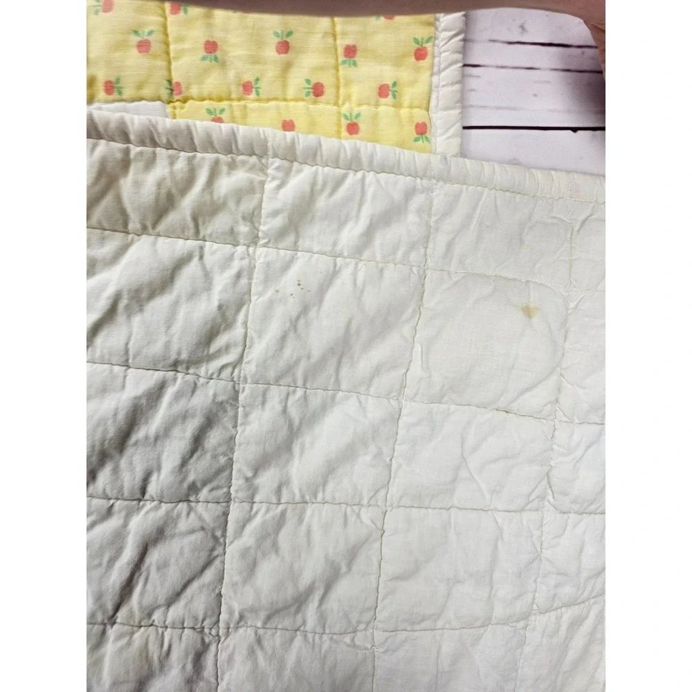 Vintage Sesame Street crib Quilt 42x32 Handmade Farm Theme Yellow Floral edging,